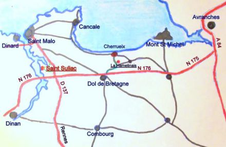cottage St Malo Saint SuliacKer Mor to come to Saint Suliac and to arrive at holiday home map.jpg